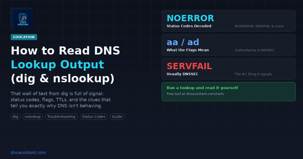 How to Read DNS Lookup Output (dig, nslookup, and What It All Means)